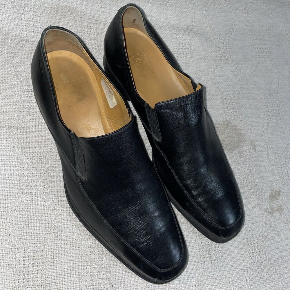 Bally Switzerland Mens Dress Loafers Size 8 EEE Black Leather Business Formal